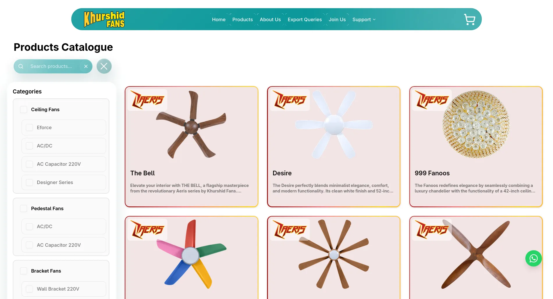 Khurshid Fans product catalogue